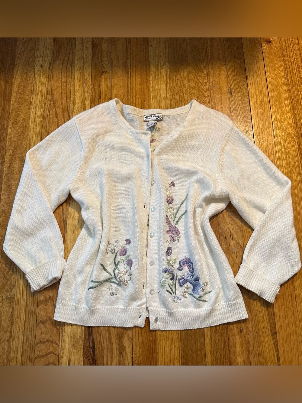 Floral ivory cardigan from Heirloom Collectibles 2003 size medium